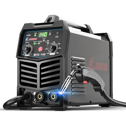 GZ GUOZHI 140A MIG Welder front view, compact for on-site repairs