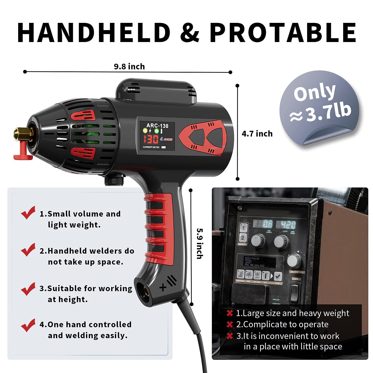 GZ GUOZHI handheld welder side profile highlights portability in tight spaces