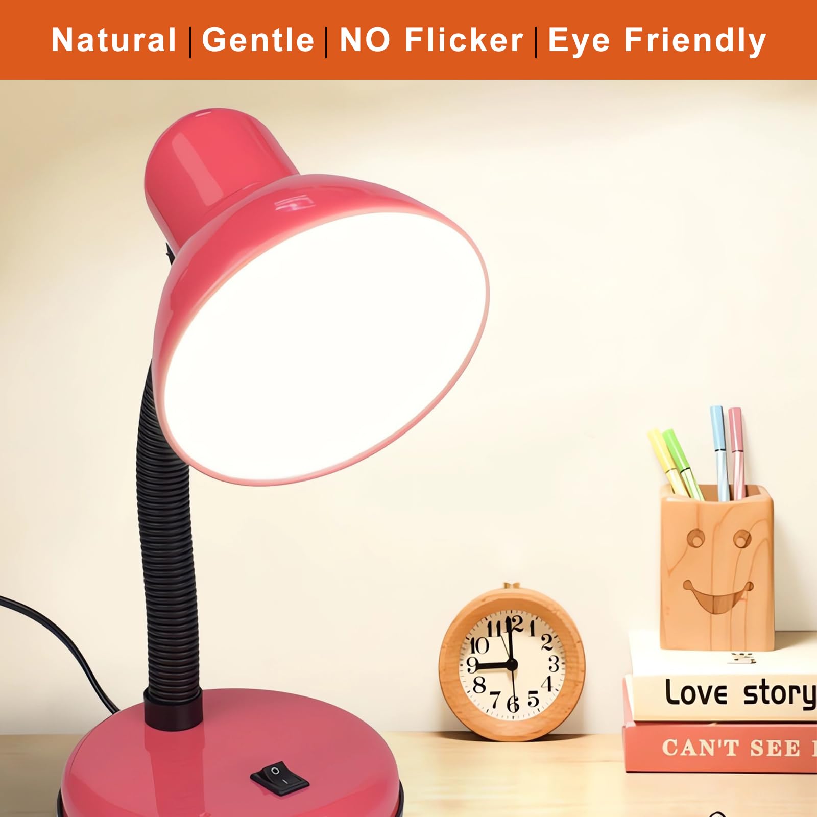 GZGLUZ blue desk lamp shows 6000K cool white light for study.