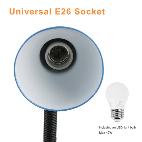 GZGLUZ blue desk lamp base provides sturdy, stable support on a desk.