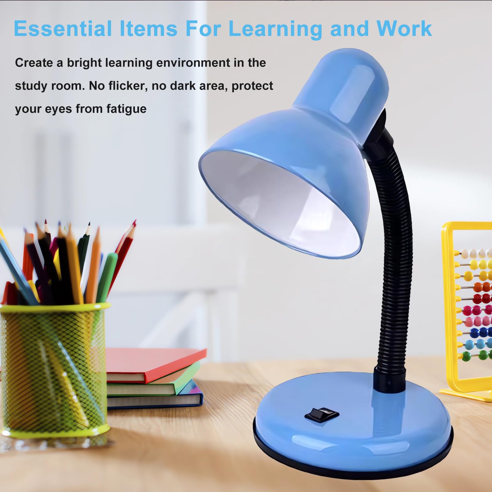 GZGLUZ compact blue desk lamp fits small desks with portability.