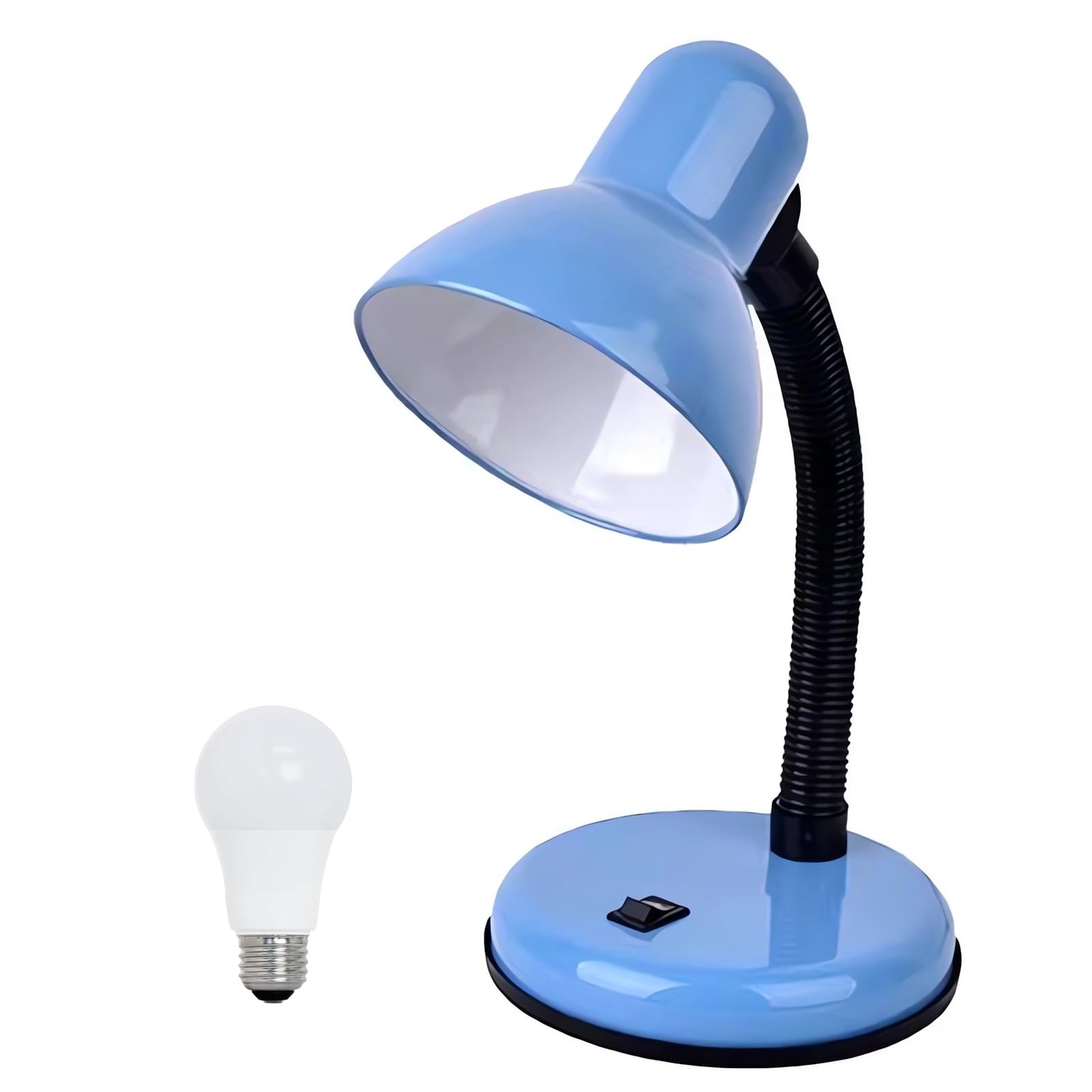 GZGLUZ blue desk lamp with flexible gooseneck for precise task lighting.