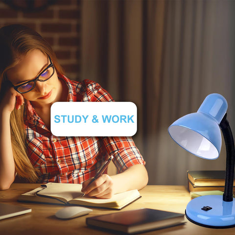 GZGLUZ blue desk lamp with one touch switch for simple control.