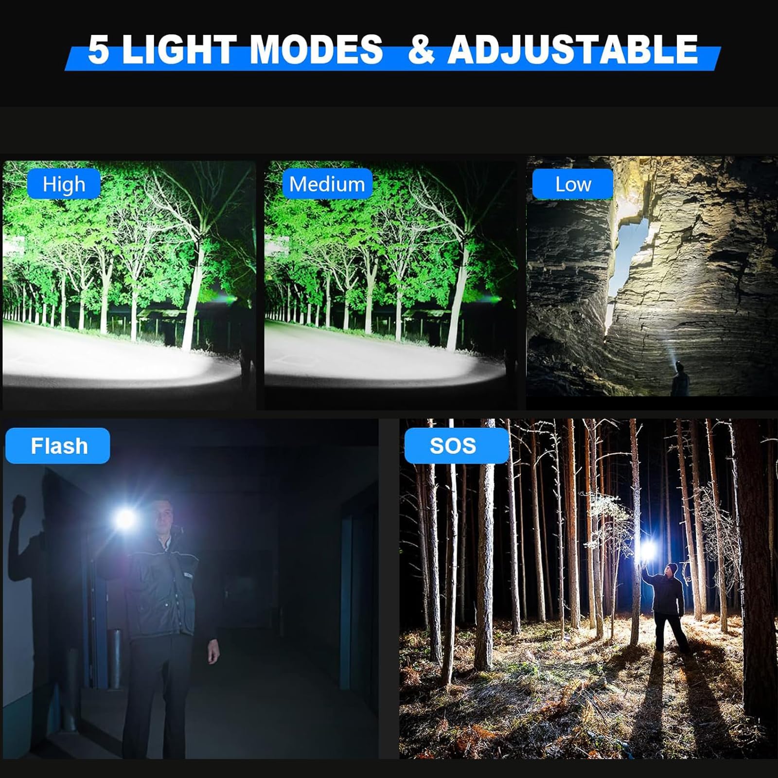 GZGLUZ IPX7 waterproof tactical flashlight for all-weather use