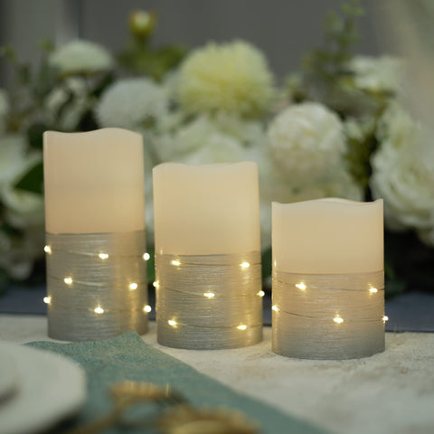 H-BLOSSOM flameless ivory pillar candle 3x4 with warm glow for cozy table settings