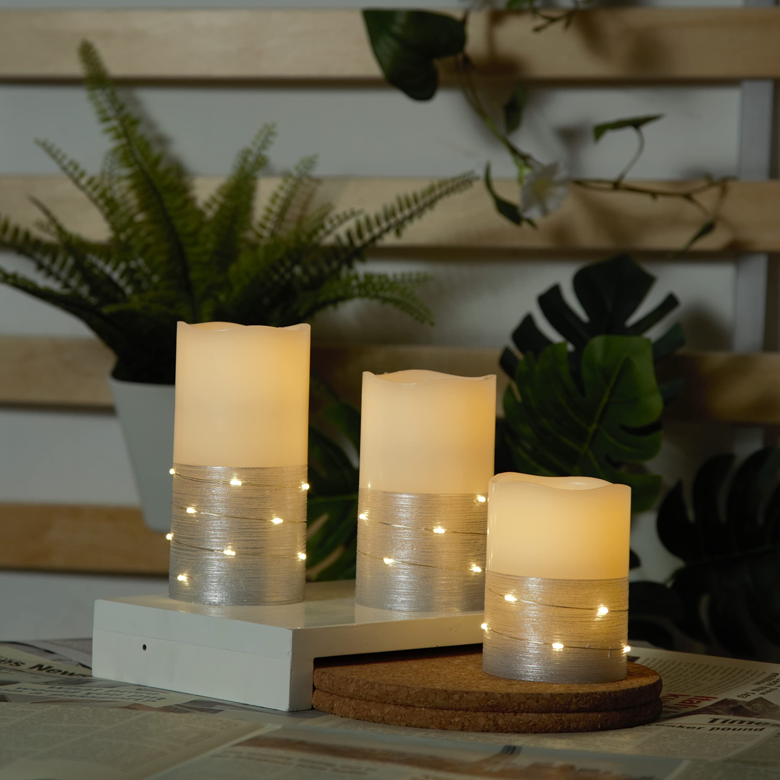 H-BLOSSOM flameless ivory pillar candle 3x6 enhances romantic gatherings
