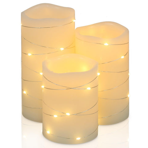 H-BLOSSOM Ivory 3x4 pillar candle with embedded lights for cozy table ambiance