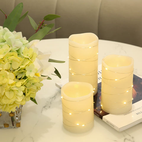 H-BLOSSOM Ivory 5x6 pillar candle with timer for daily convenience