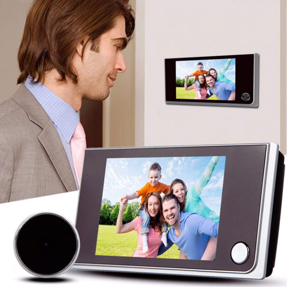 H-COME indoor 3.5-inch LCD display showing live door view clearly.