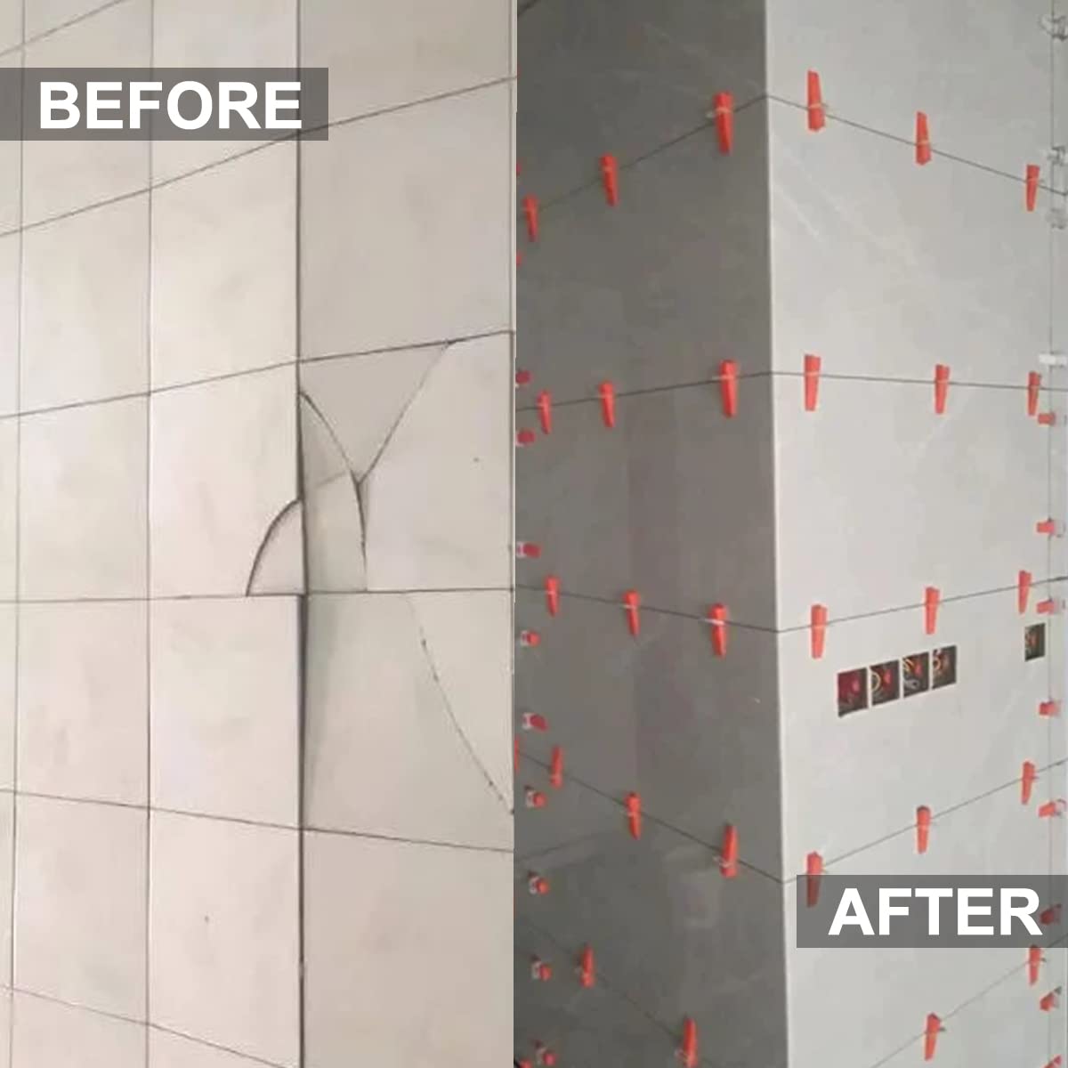 H-Fire Mid closeup of tiles set with clips ensuring a flat, non-slip surface