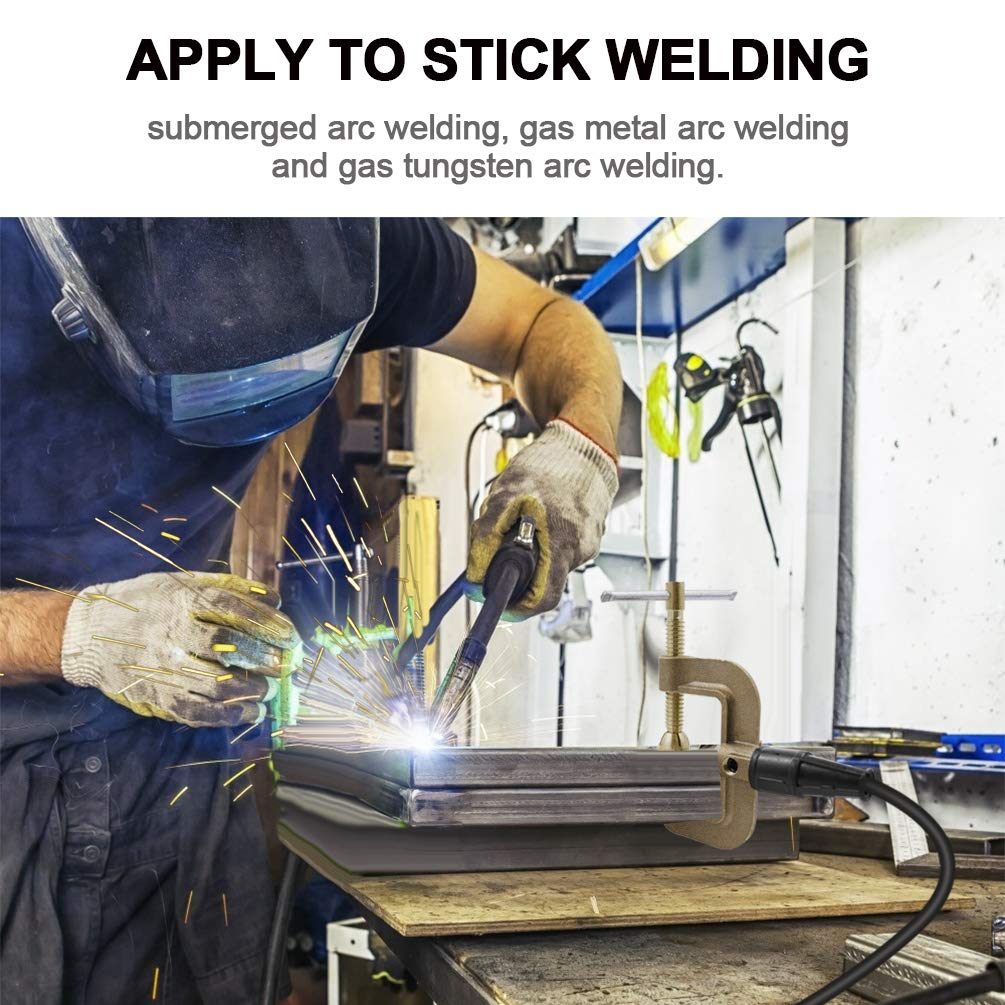 H HZXVOGEN welding ground clamp side view highlights durable jaw opening for varied workpieces.