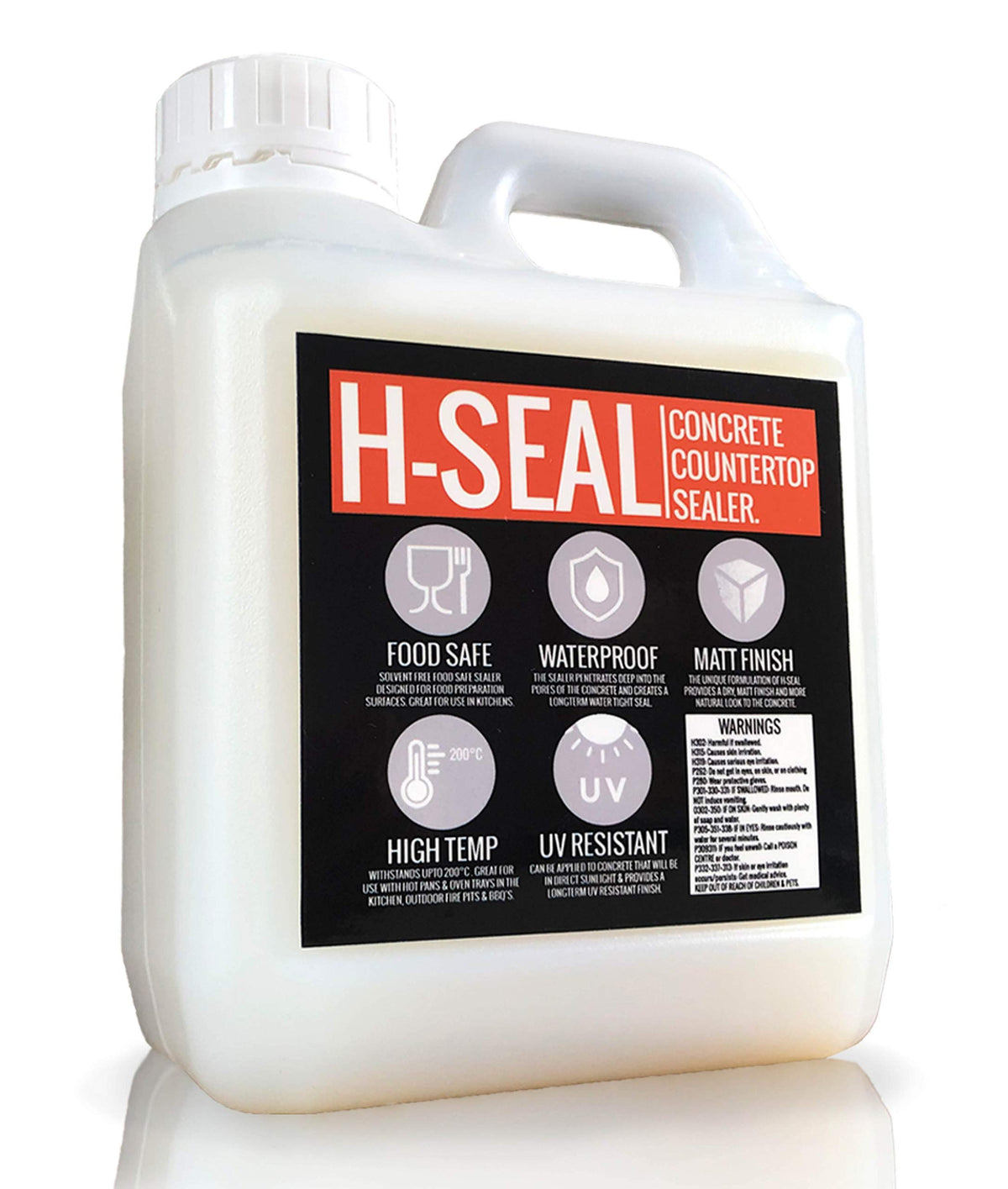 H-Seal pours onto a concrete countertop to create a smooth matte finish and protection