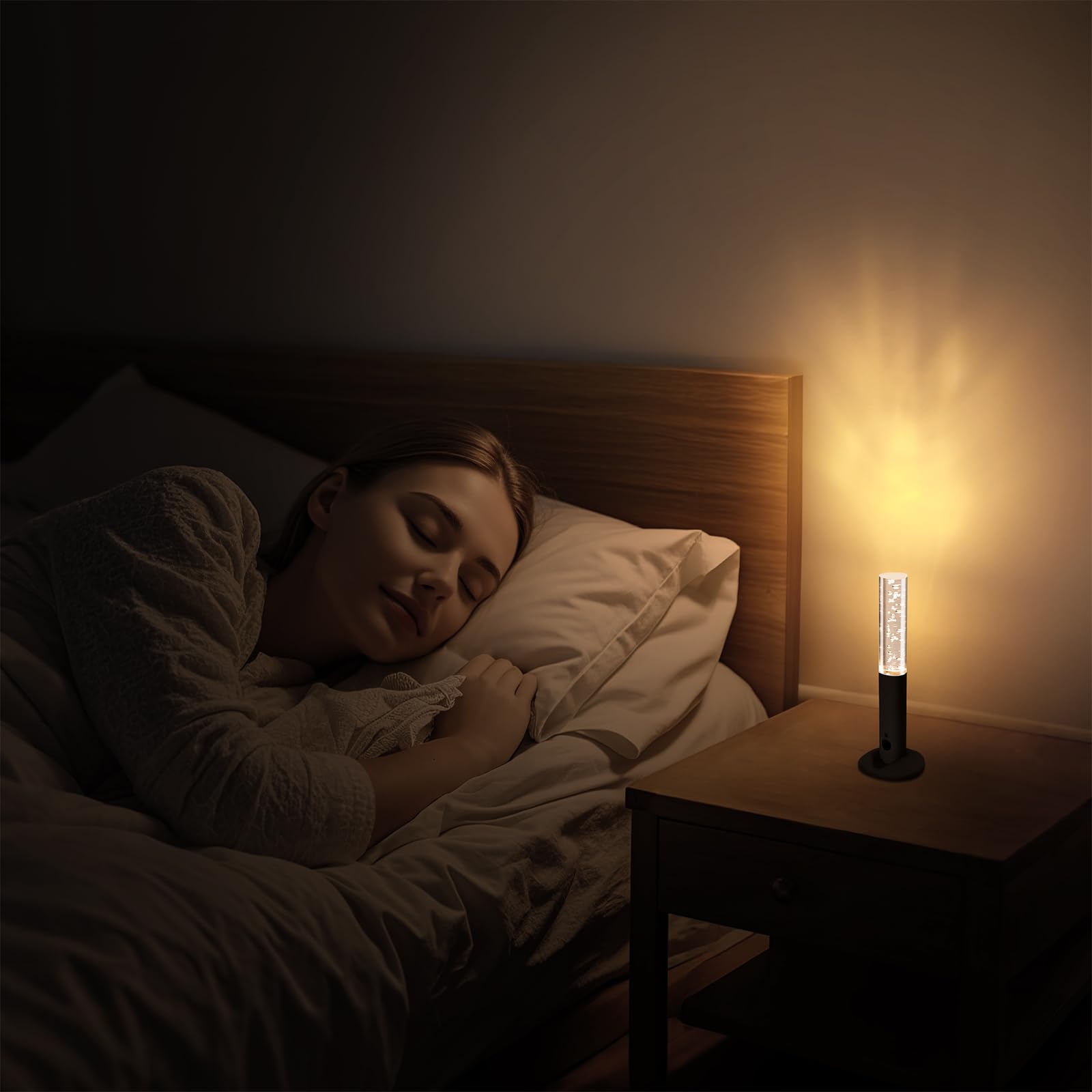HAANGWAN bubble glow night light on desktop with soft ambiance