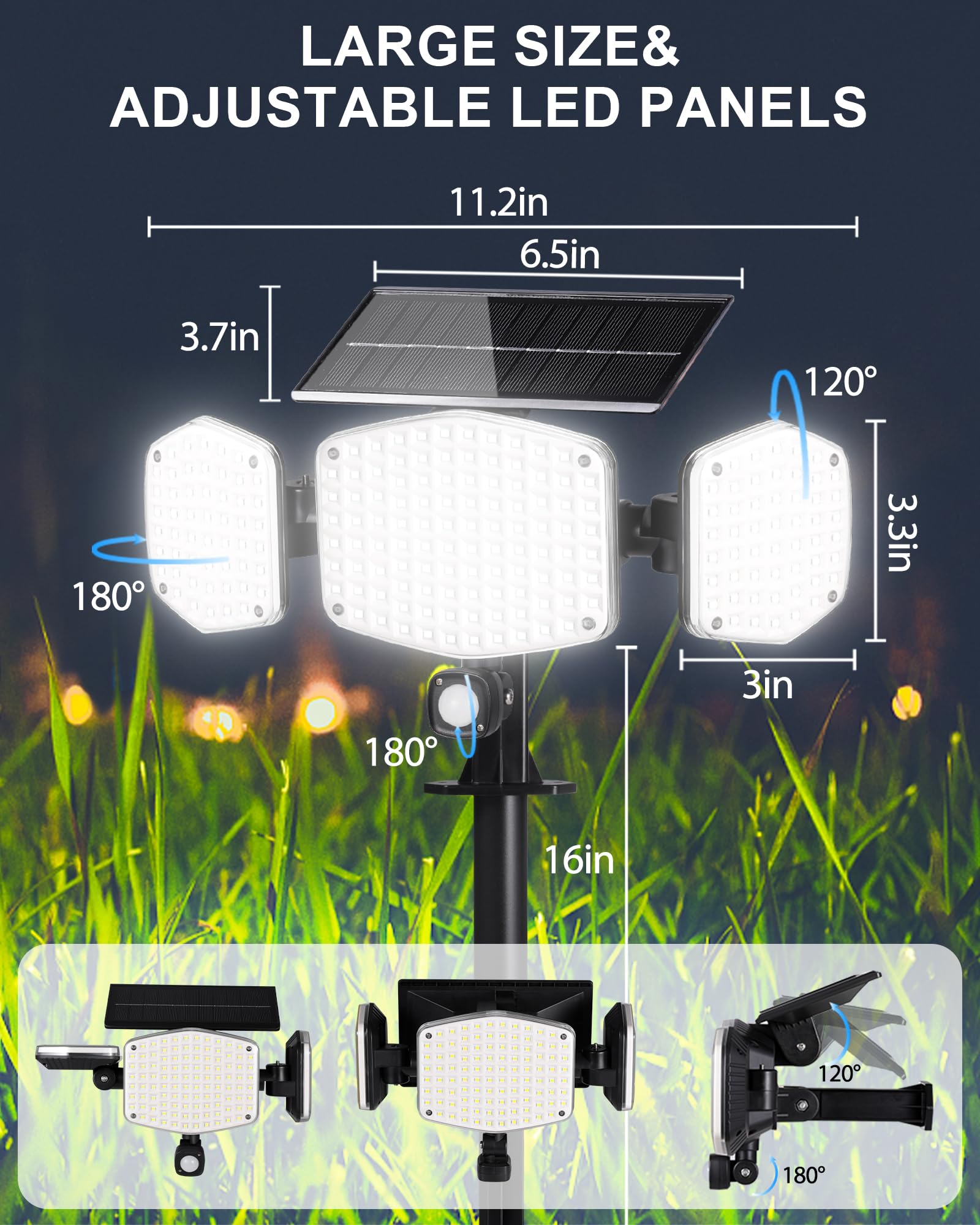 HAARAY solar motion light shows 270-degree illumination for wide-area coverage