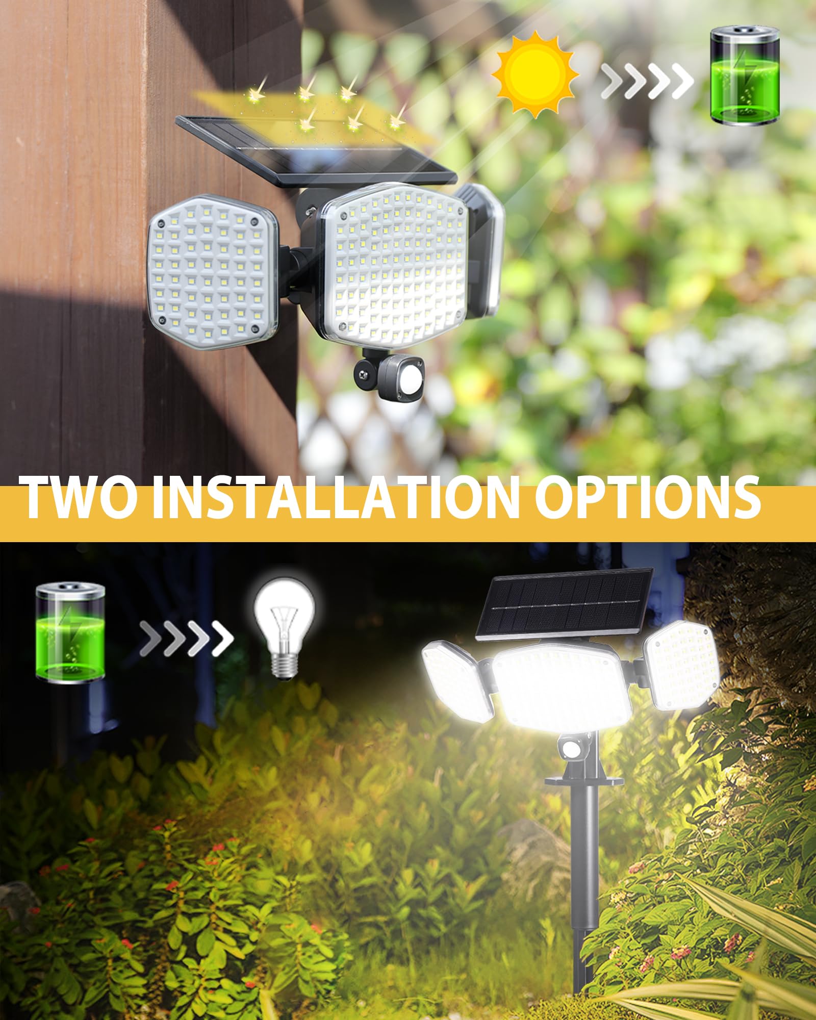 HAARAY solar motion light mounted on wall near entry for flexible placement