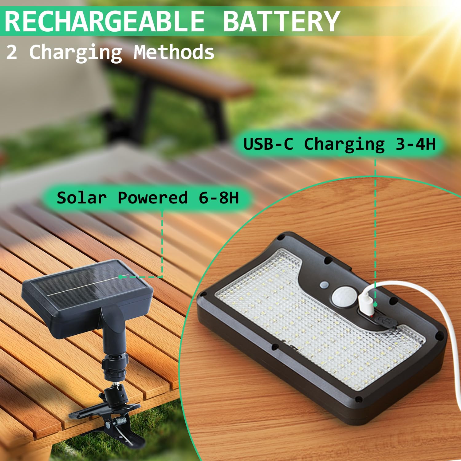 HAARAY USB-C charging enables indoor recharging when sun isn't available