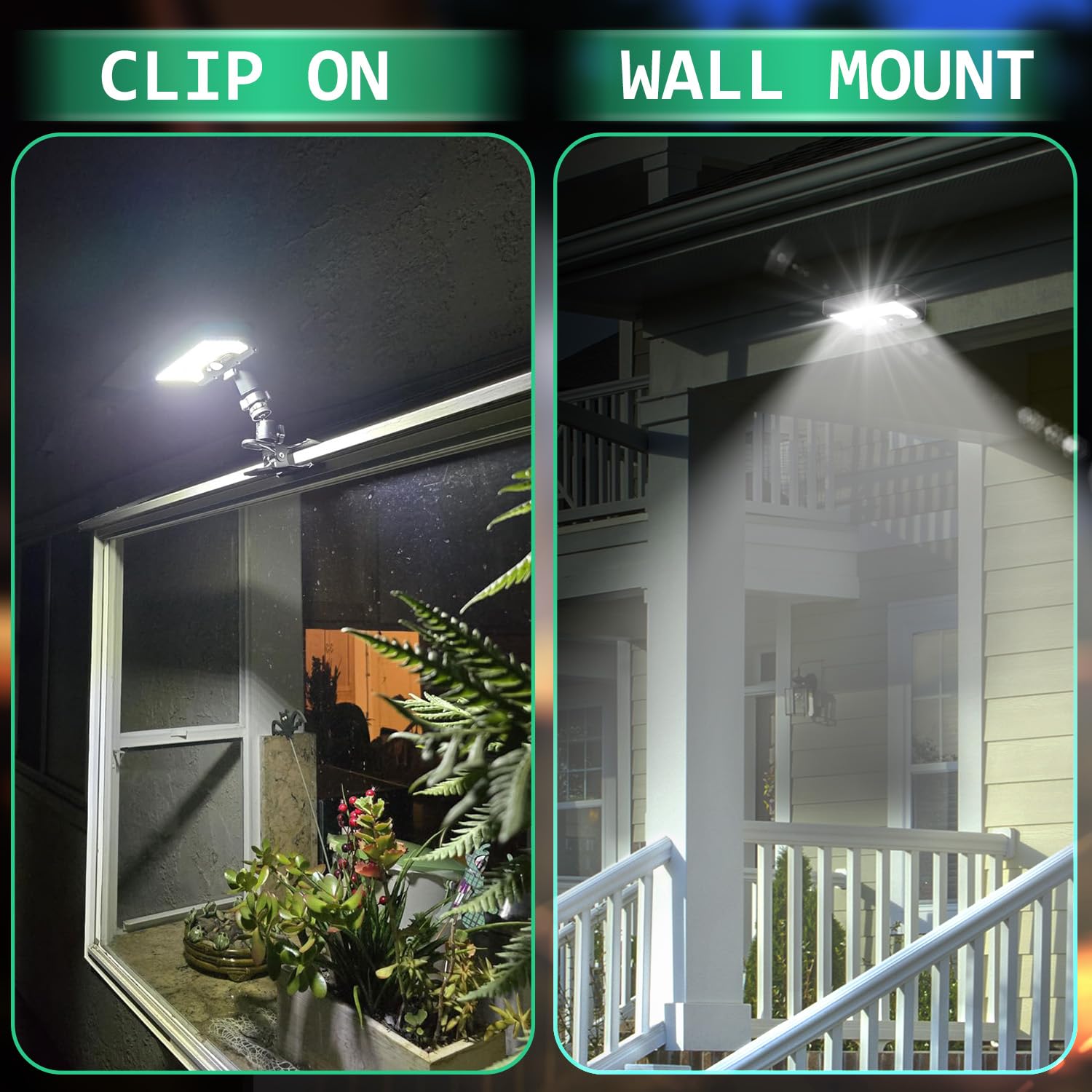 HAARAY wall-mount solar flood light brightening entryways and yards