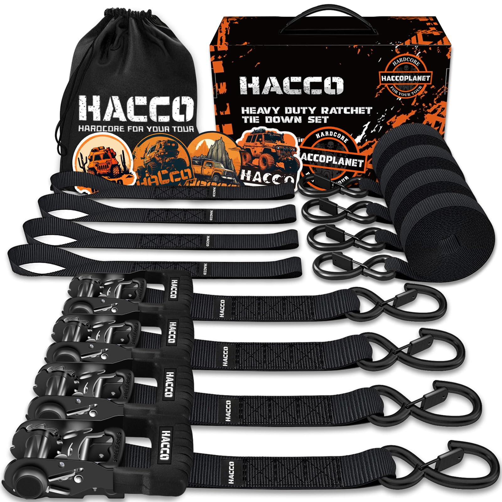 Haccoplanet ratchet strap with padded handle for secure, comfortable operation on trailers