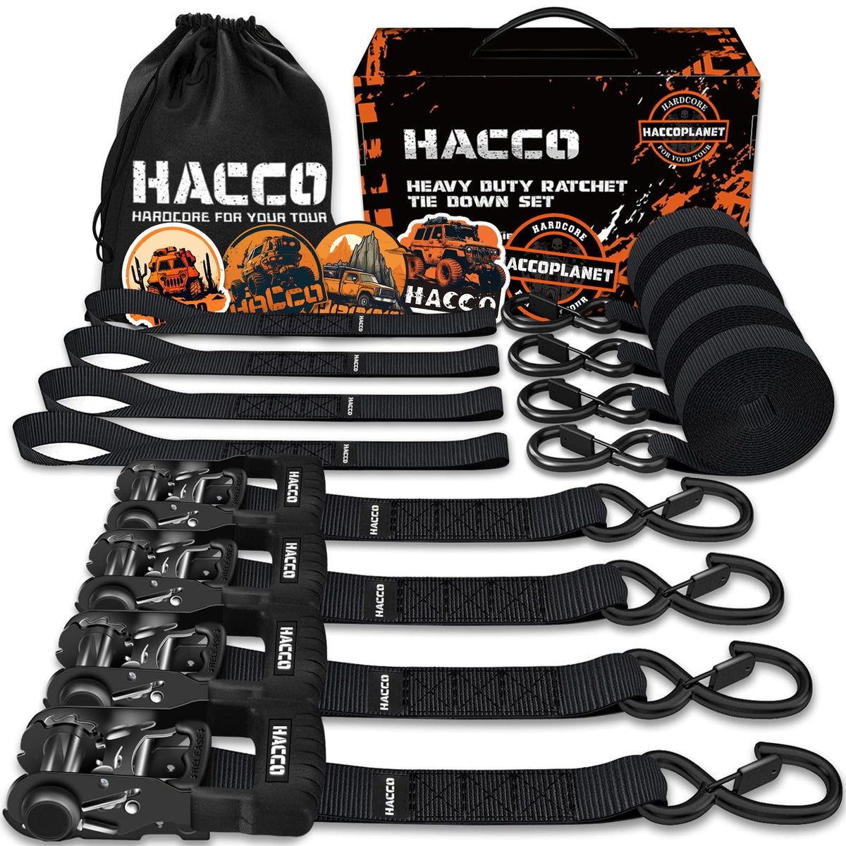 Haccoplanet ratchet strap with padded handle for secure, comfortable operation on trailers
