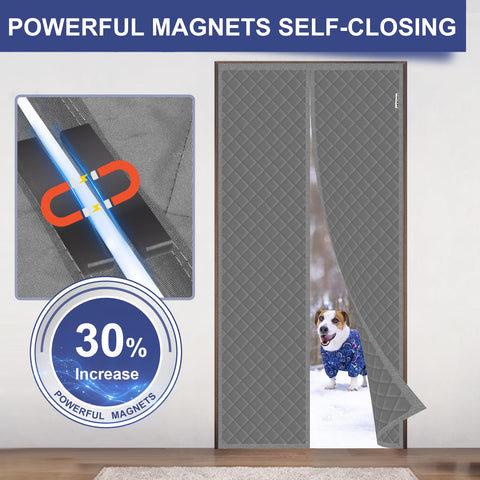 HADOR magnetic-closure door-curtain auto-seals after entry.