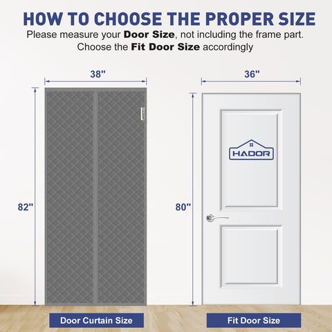HADOR quilted-oxford-fabric door cover provides durable insulation.