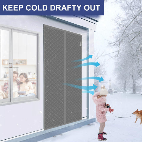 HADOR water-resistant-thermal-door-curtain reduces heat loss and noise.