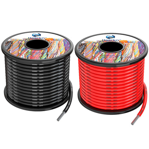 Haerkn 10 AWG silicone wire on black spool, flexible power connection ready