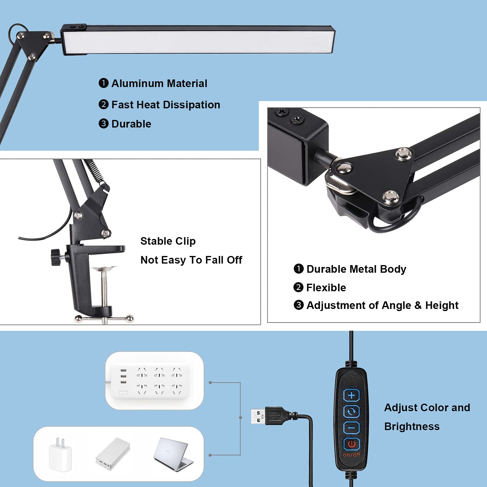 HaFundy LED Desk Lamp ten brightness levels let you tailor task lighting.
