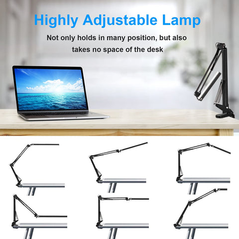 HaFundy LED Desk Lamp clamp attachment secures the lamp to thick desks for stable use.