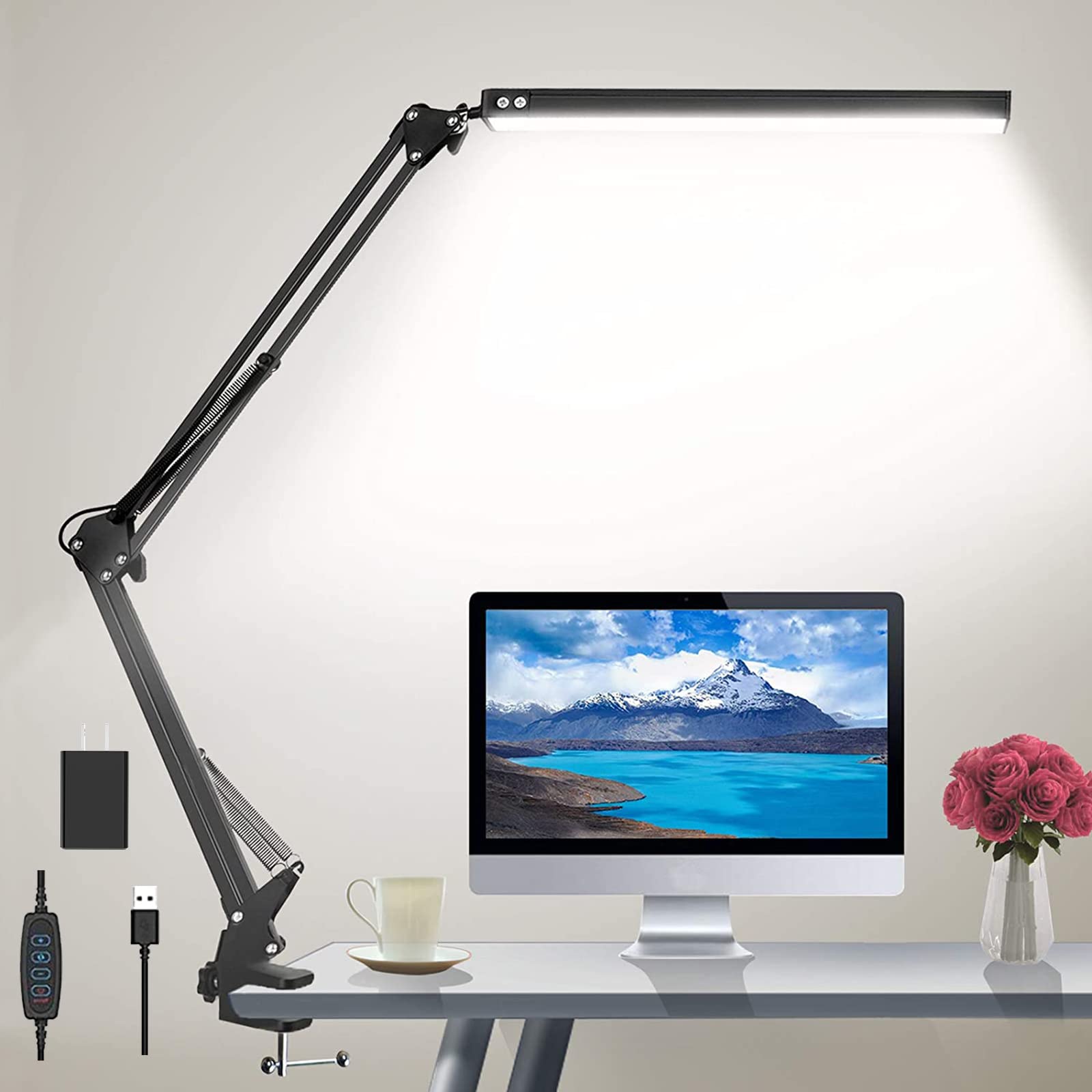 HaFundy LED Desk Lamp front view shows a compact design ideal for small home offices.
