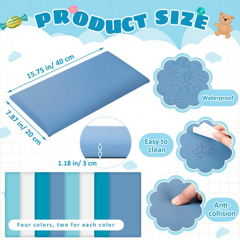 Hahafelt blue padding panel close-up shows PU leather cover and cushioning for safety.