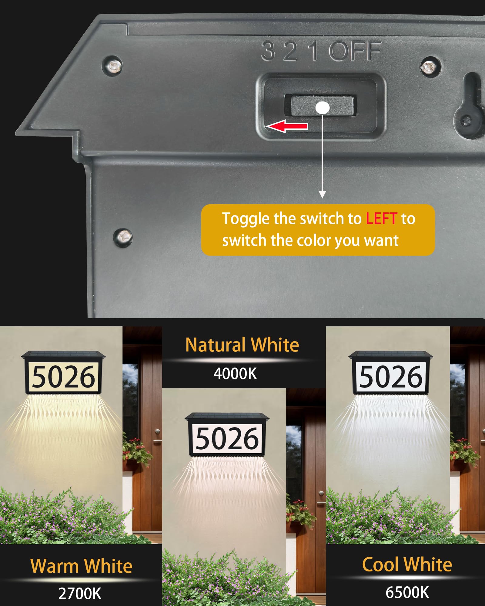 HAHOME solar address sign easy installation on wall or lawn