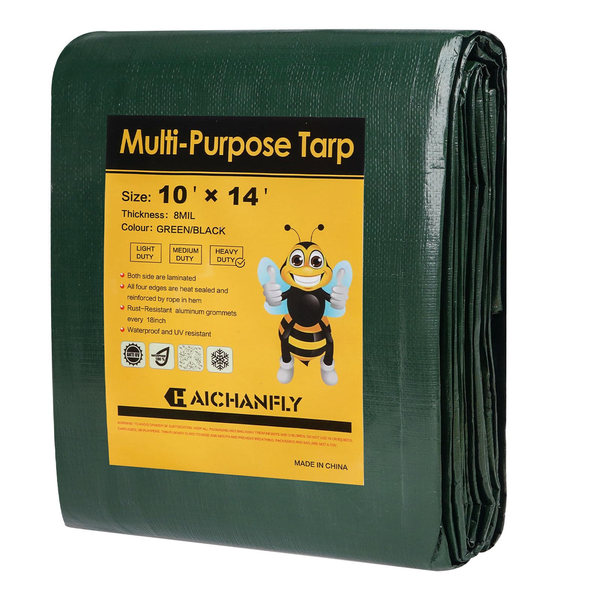 HAICHANFLY heavy-duty tarp with double-sided waterproof protection in outdoor setup.