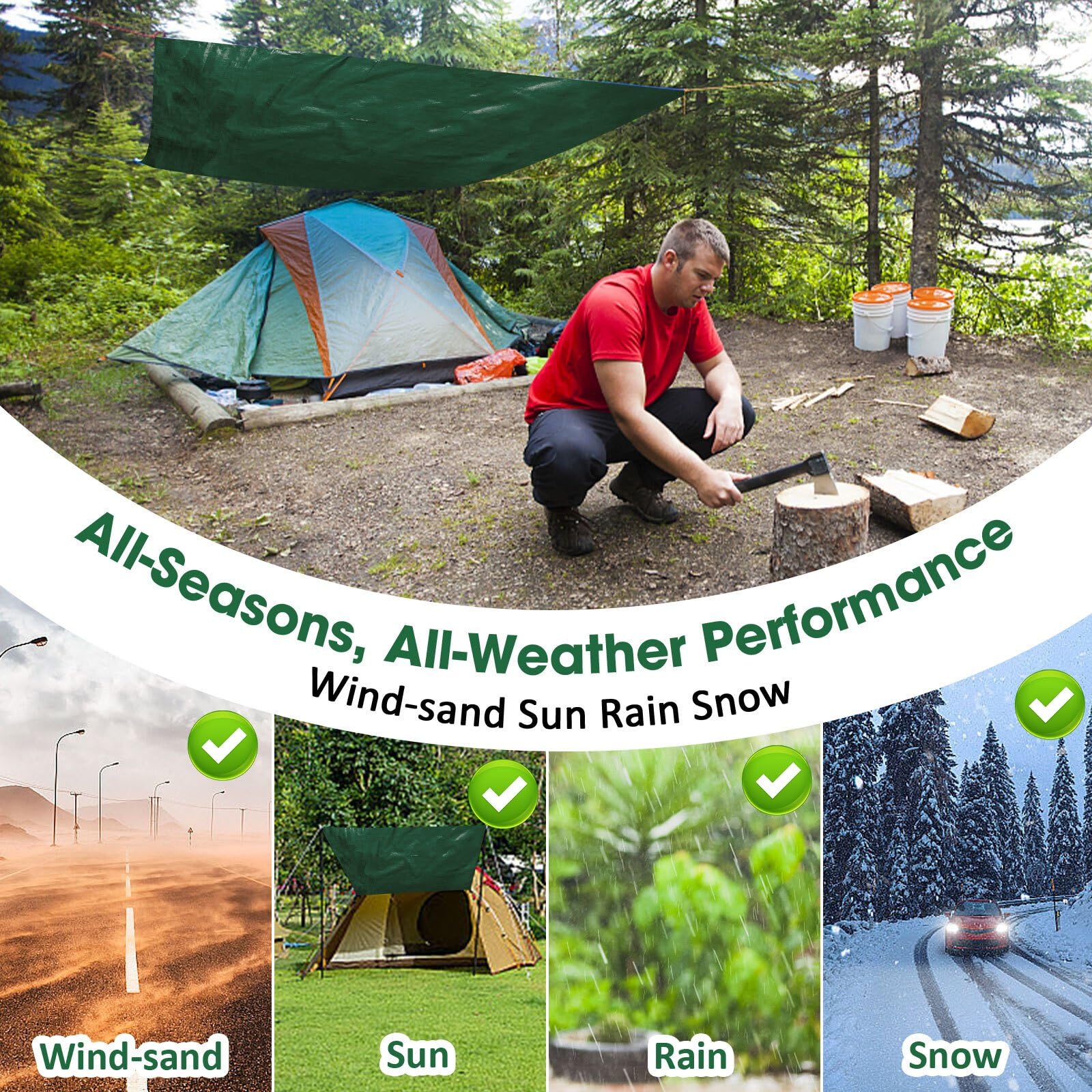 HAICHANFLY tarp with rust-resistant aluminum grommets every 18 inches.
