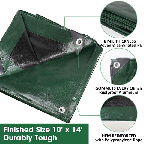 HAICHANFLY tarp showing precise finished sizes for exact coverage.