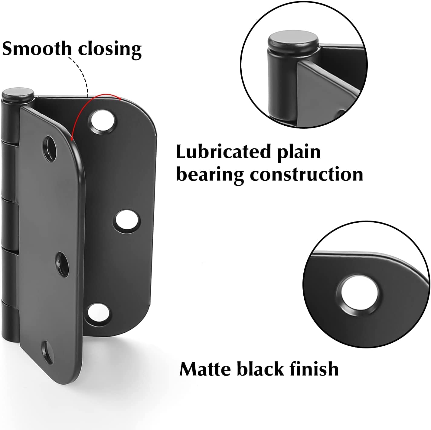 Haidms 3.5-inch rounded corner hinges ideal for home doors.