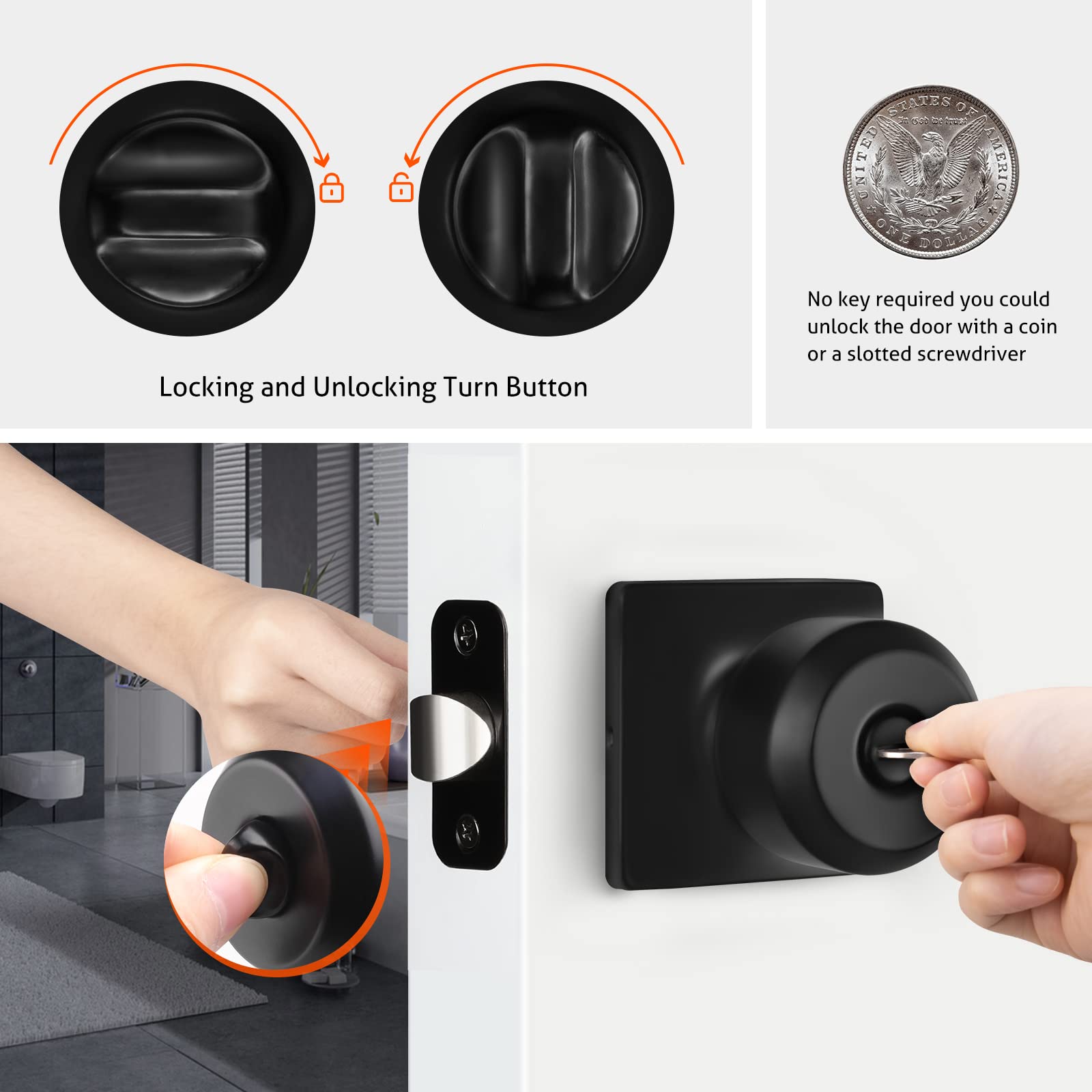Haidms matte black hardware elevates bedroom and bathroom entrances.
