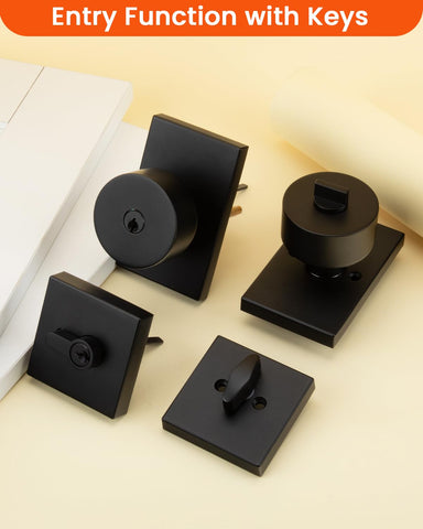 Haidms black door knob deadbolt closeup highlighting zinc alloy material
