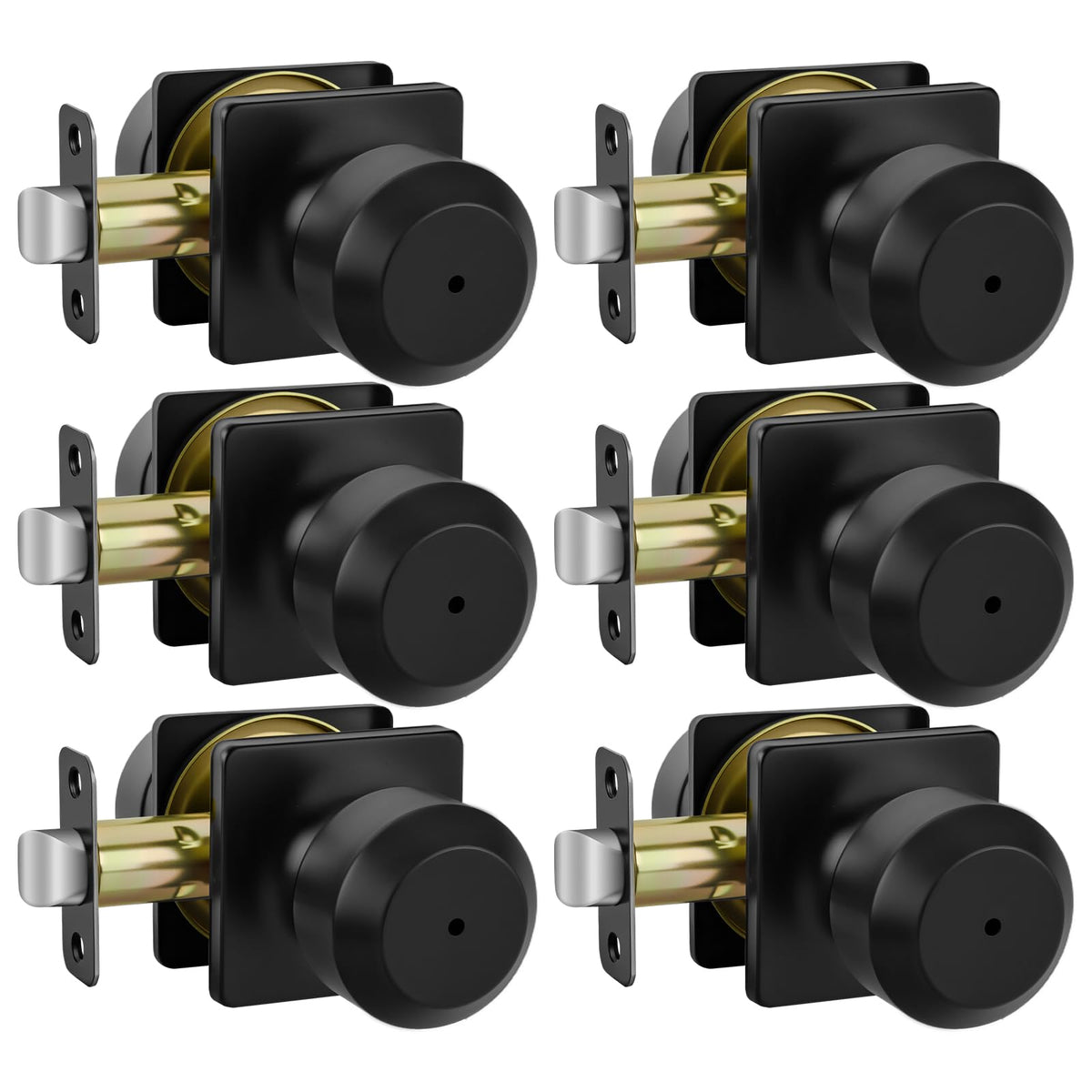 Haidms black door knob set front view with matte finish for modern interiors