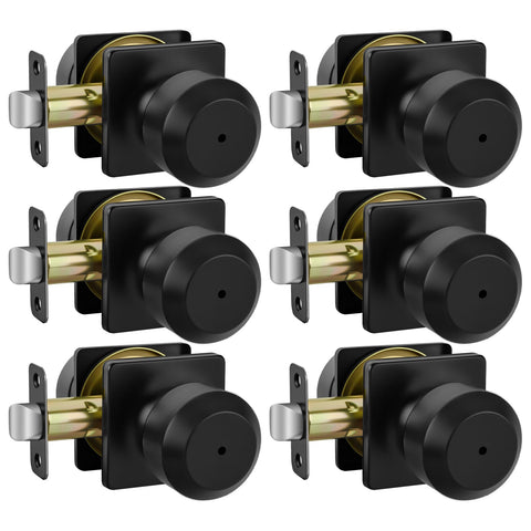 Haidms black door knob set front view with matte finish for modern interiors