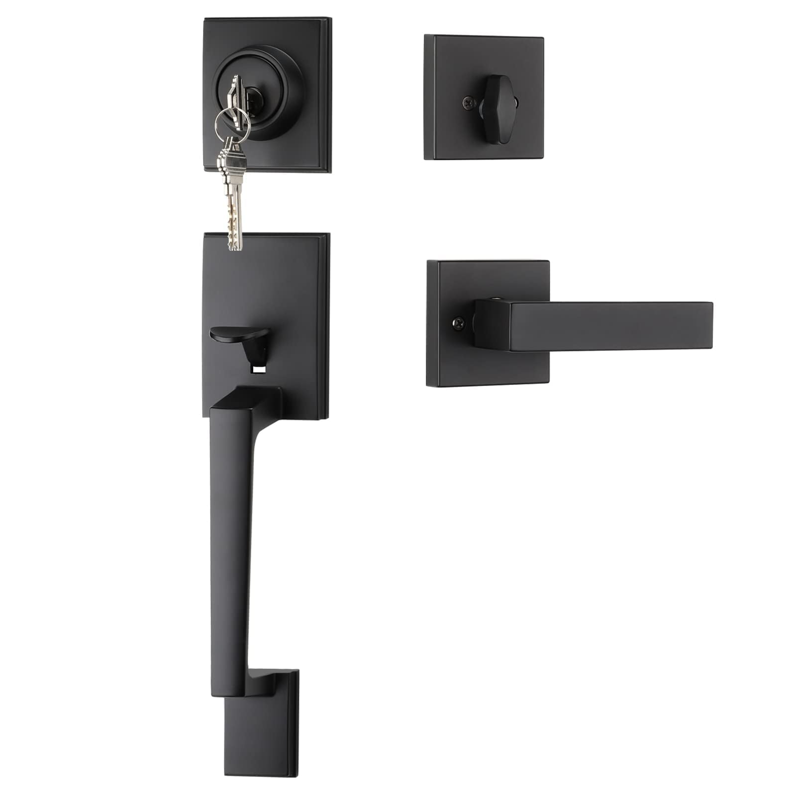Haidms black front door handle and deadbolt set offering durable security and easy entry.