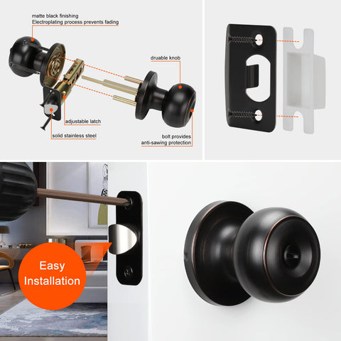 Haidms bronze door knob installed on a standard door for right or left swing