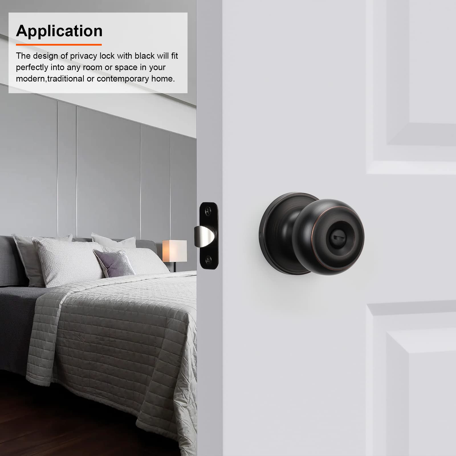 Haidms bronze privacy knob with turn button for keyless interior locking