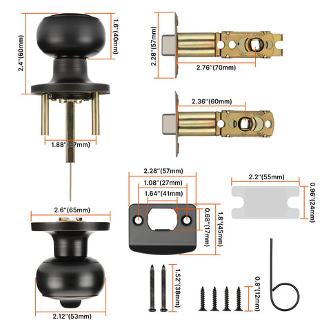 Haidms bronze knob with adjustable backset suitable for 2 3/8 or 2 3/4