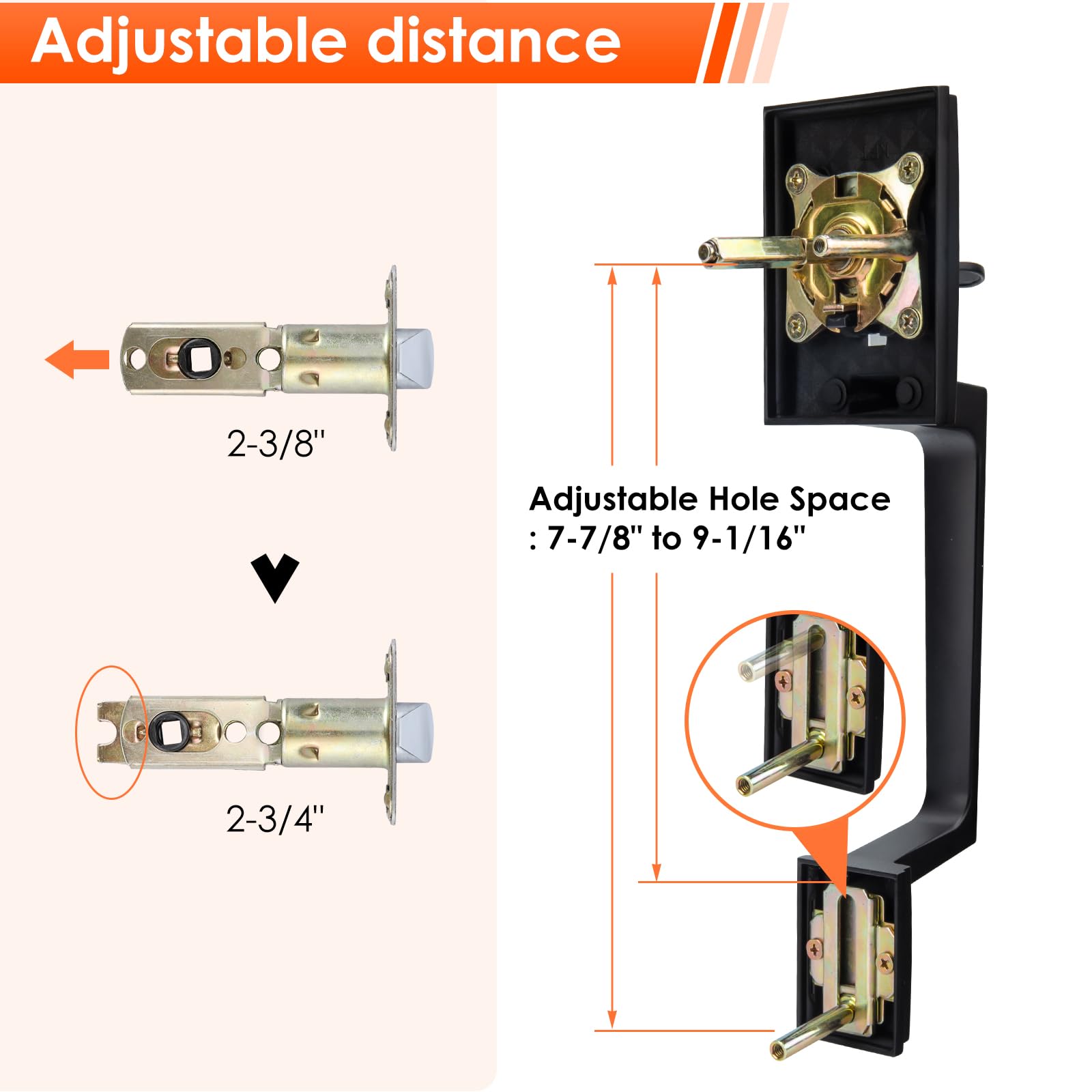 Haidms front door handle set installation eases standard backsets.