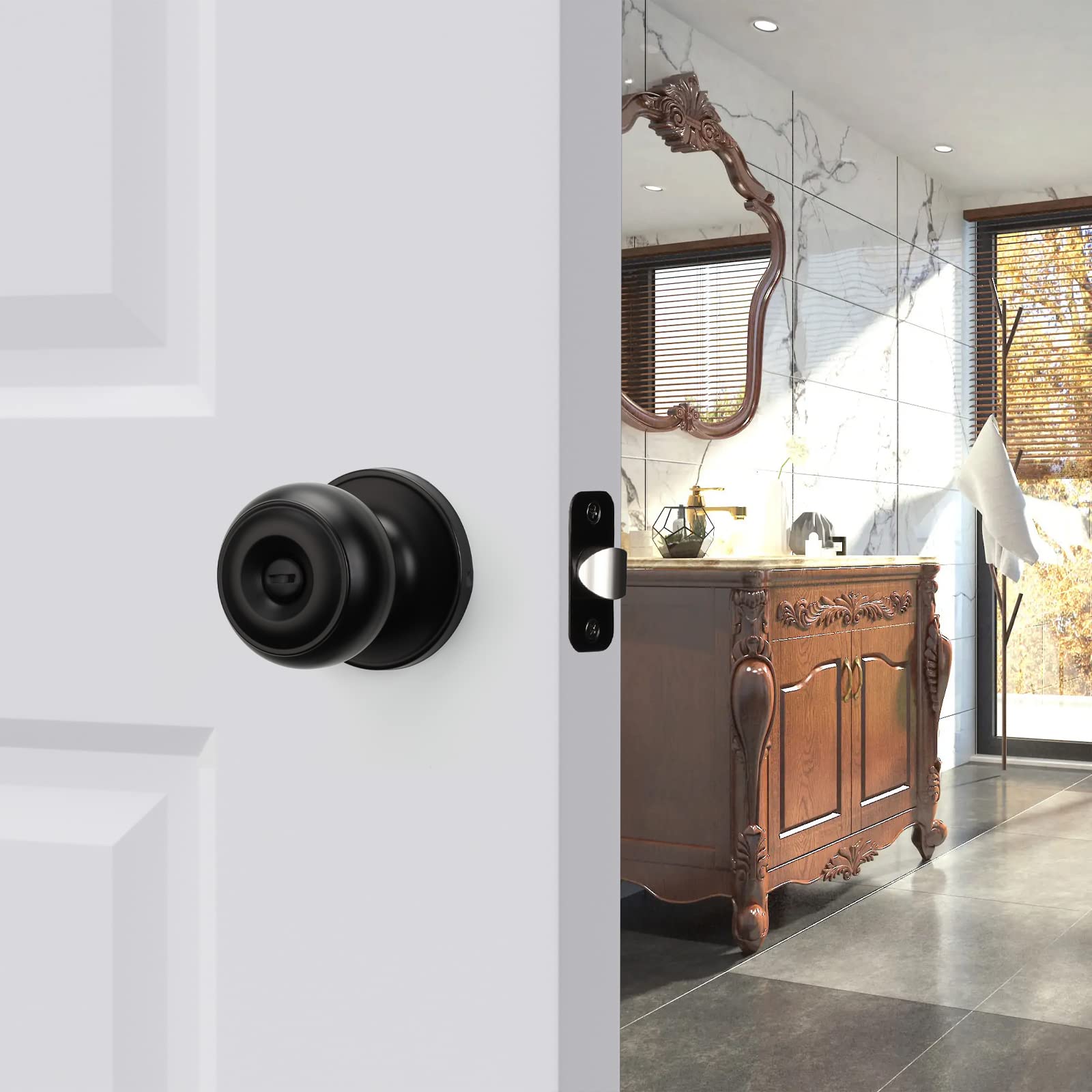 Haidms matte black interior knobs complement contemporary bedroom doors