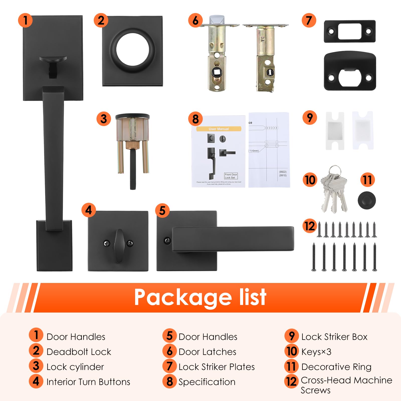 Haidms matte black exterior hardware enhances curb appeal and durability.