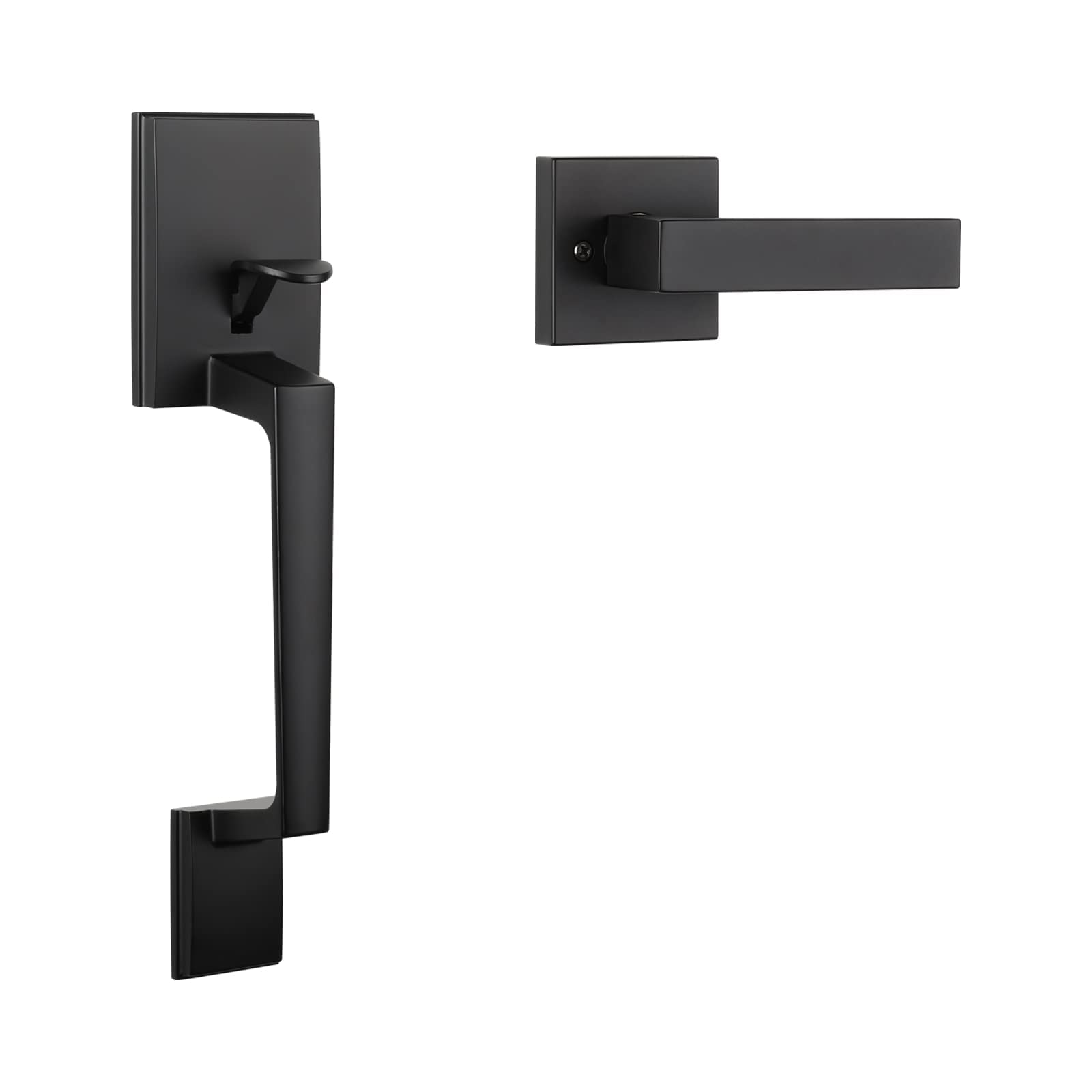 Haidms matte black front door handle offers secure entry with a modern look.