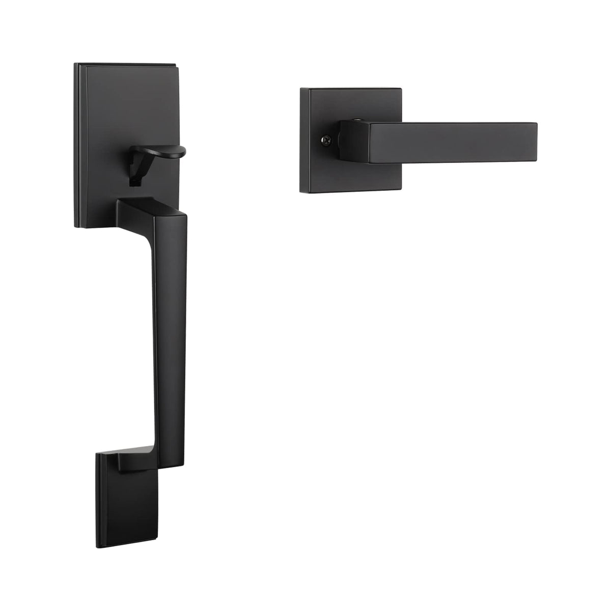 Haidms matte black front door handle offers secure entry with a modern look.