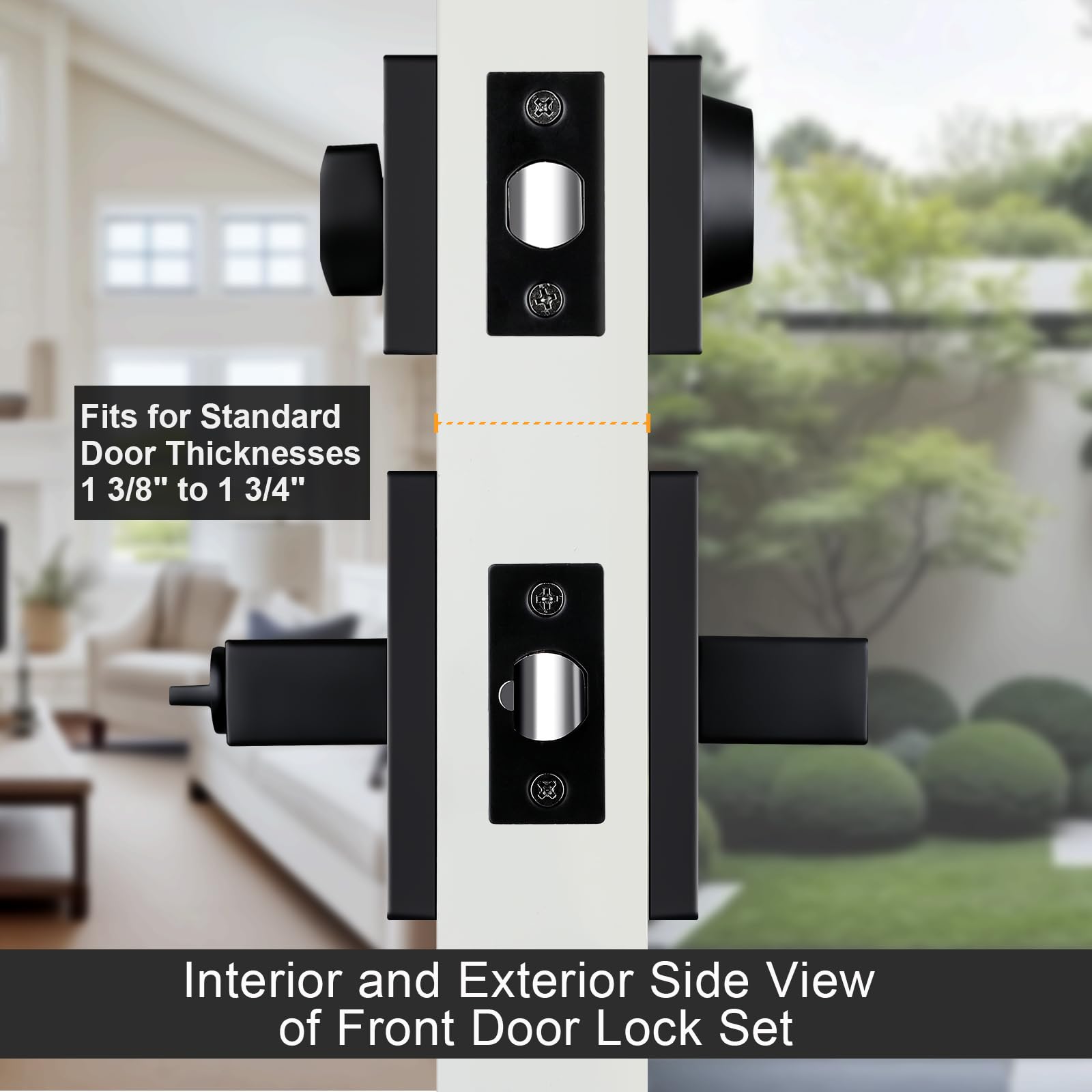 Haidms matte black front door handle adds modern security and style.